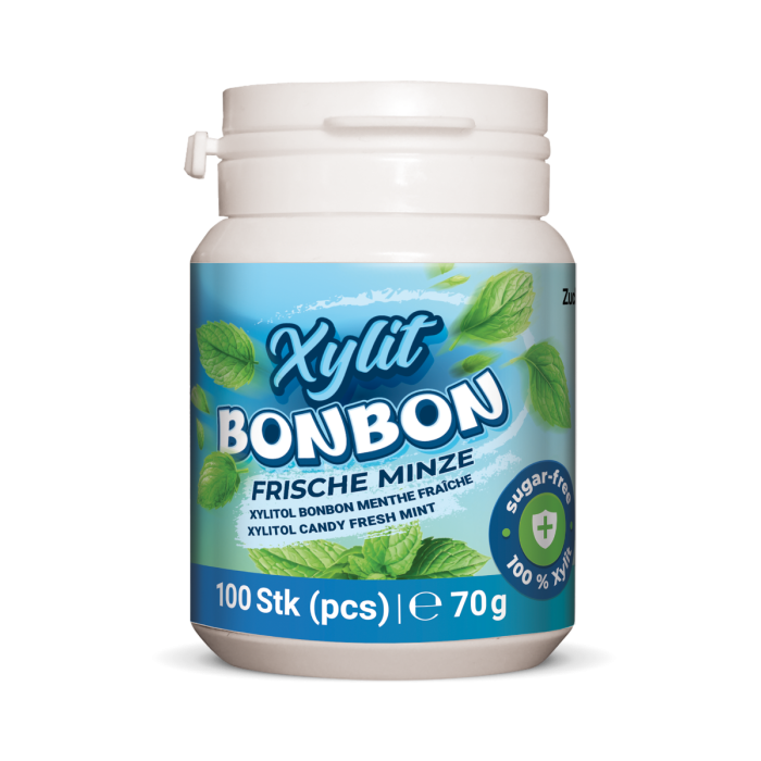 Xylit Bonbons Frische Minze mit 100 zuckerfreien Minzbonbons, erfrischender Minzgeschmack, zuckerfreie Süßigkeit