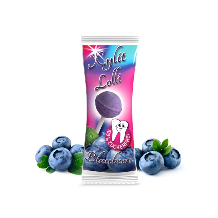 Xylit Lolli Blaubeere ohne Zucker