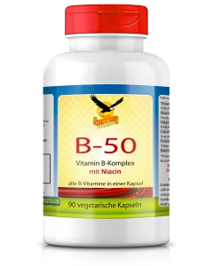 Vitamin B-50 Komplex mit Niacin, 90 vegetarische Kapseln