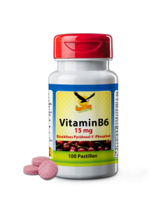 Vitamin B6 15 mg – bioaktives Pyridoxal-5-Phosphat, 100 Kirschpastillen in Dose; Nahrungsergänzung mit Kirschgeschmack, veganfreundlich, hochdosiert und leicht zu lutschen