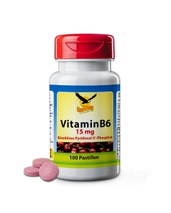 Vitamin B6 15 mg, bioaktives Pyridoxal-5‘-Phosphat, 100 Kirschpastillen