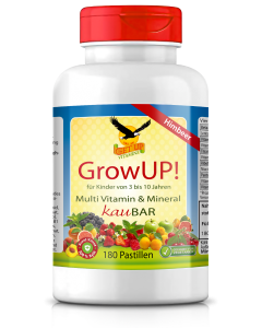 GrowUP! Kindermulti-Himbeer KauBar, 180 Pastillen