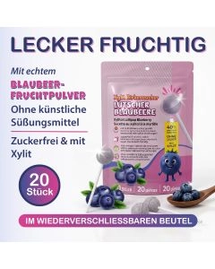 20 zuckerfreie Blaubeer Lutscher mit Xylit, 120 g