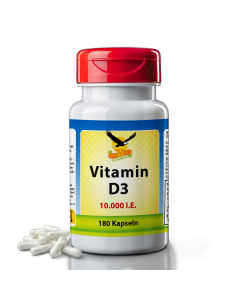 Vitamin D3 10000 IE, 180 Kapseln – hochdosiertes Nahrungsergänzungsmittel in Kapselform