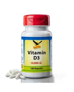 Vitamin D3 10000 IE, 180 Kapseln – hochdosiertes Nahrungsergänzungsmittel in Kapselform