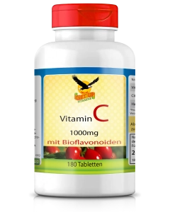 Vitamin C 1000mg mit Hagebutte und Bioflavonoiden, 180 Tabletten