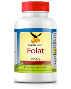 Bioaktive Folsäure (Folat)  Quatrefolic© a 400mcg, 90 vegetarische Kapseln