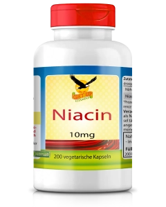 Vitamin B3 Niacin a 10mg,  200 veg. Kapseln