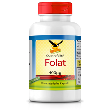 Bioaktive Folsäure (Folat)  Quatrefolic© a 400mcg, 90 vegetarische Kapseln