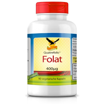Bioaktive Folsäure (Folat)  Quatrefolic© a 400mcg, 90 vegetarische Kapseln