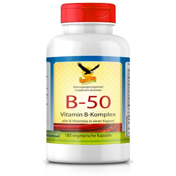 Vitamin B-50 Komplex/Niacinamid, 180 vegetarische Kapseln