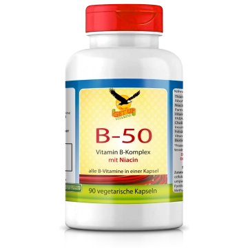 Vitamin B-50 Komplex mit Niacin, 90 vegetarische Kapseln