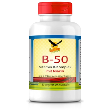 Vitamin B-50 Komplex mit Niacin, 180 vegetarische Kapseln