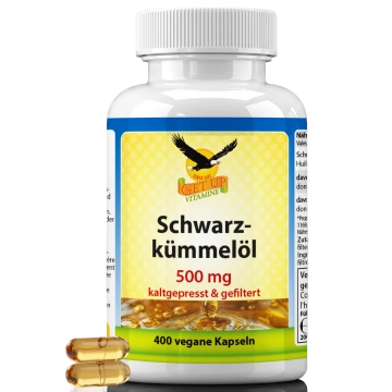 Get UP® Schwarzkümmelöl schonend kaltgepresst 500mg, 400 vegane Kapseln