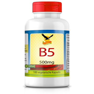 Vitamin B5 Pantothensäure 500 mg, 100 Kapseln