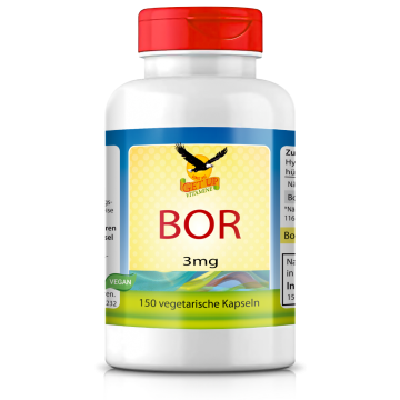 Bor 3mg als Natriumtetraborat (Borax), 150 vegetarische Kapseln