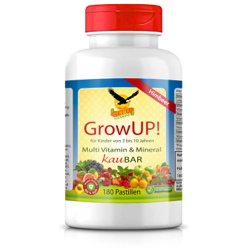 GrowUP! Kindermulti-Himbeer KauBar, 180 Pastillen