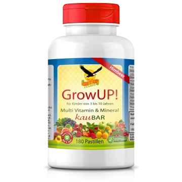 GrowUP! Kindermulti-Himbeer KauBar, 180 Pastillen