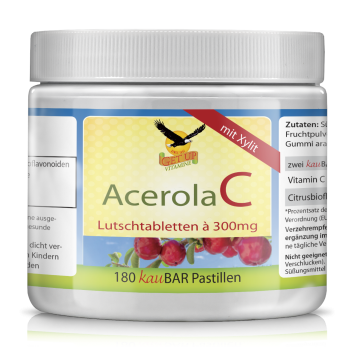 AcerolaC mit 300 mg Vitamin C, 180 kaubare, zuckerfreie Pastillen