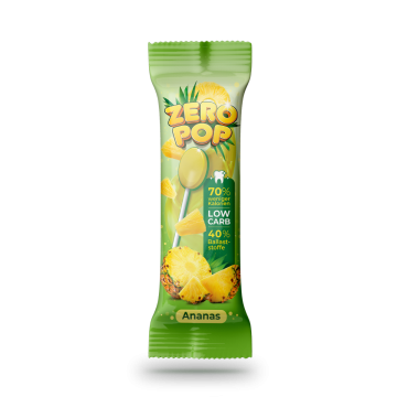 ZERO POP LOLLI ANANAS zuckerfrei & vegan, mit 40% Ballaststoffen