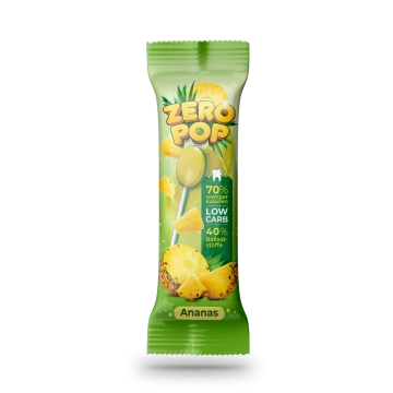 ZERO POP LOLLI ANANAS zuckerfrei & vegan, mit 40% Ballaststoffen