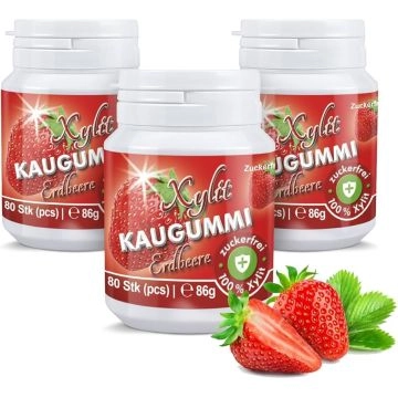 Xylit Kaugummi Erdbeer, Dose mit 80 Stück