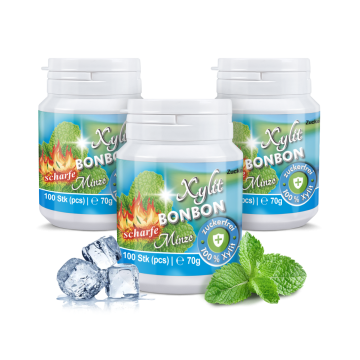 Xylit Bonbons Scharfe Minze, 100 Bonbons