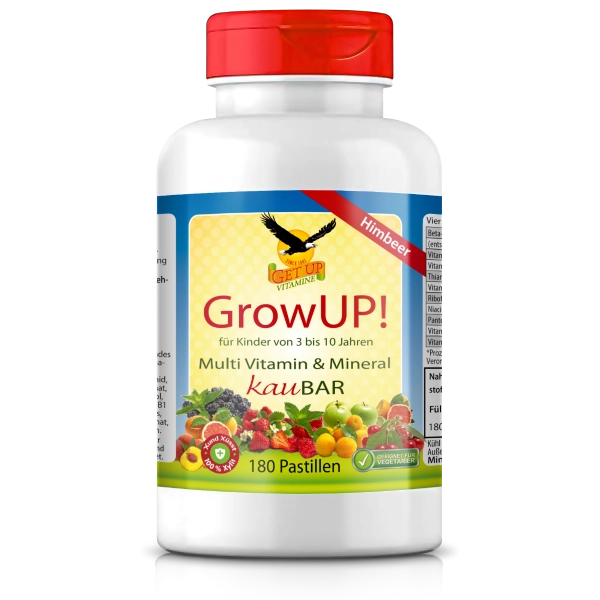 GrowUP! Kindermulti Himbeer KauBar 180 Pastillen